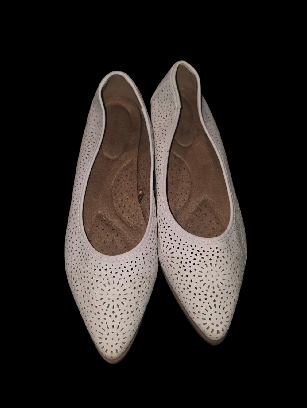 9/2/18. Womens Maurices Women's Perforated Pointed-Toe Flats in White